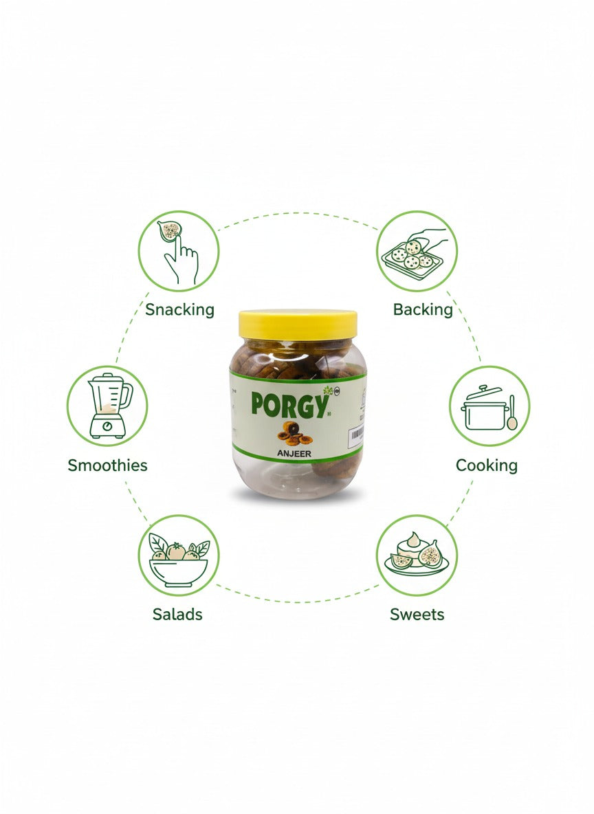 PORGY Anjeer – 250g Premium dried figs that are naturally sweet and nutritious
