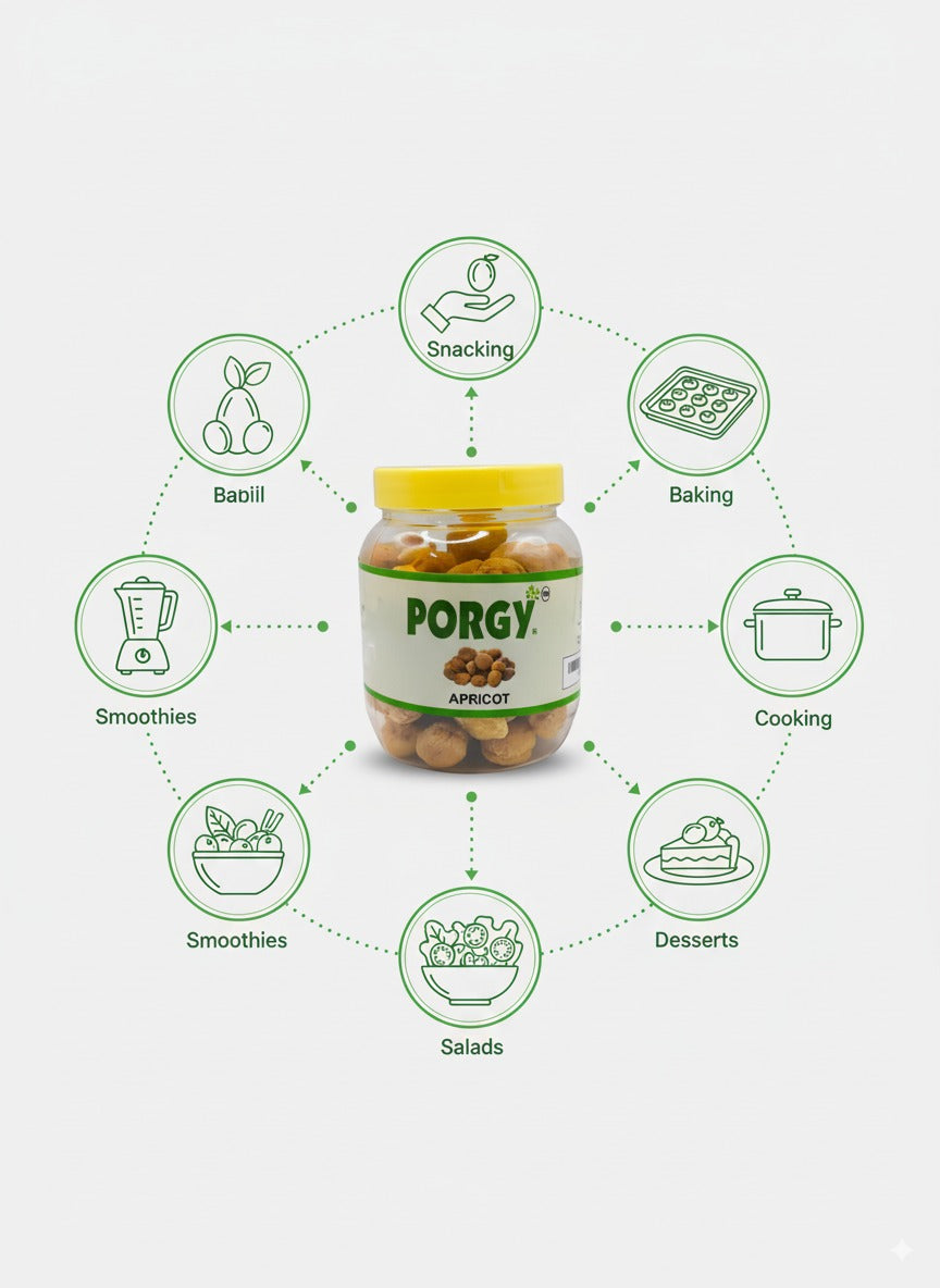 PORGY Dried Apricots – 250g Premium handpicked apricots that are naturally sweet and soft