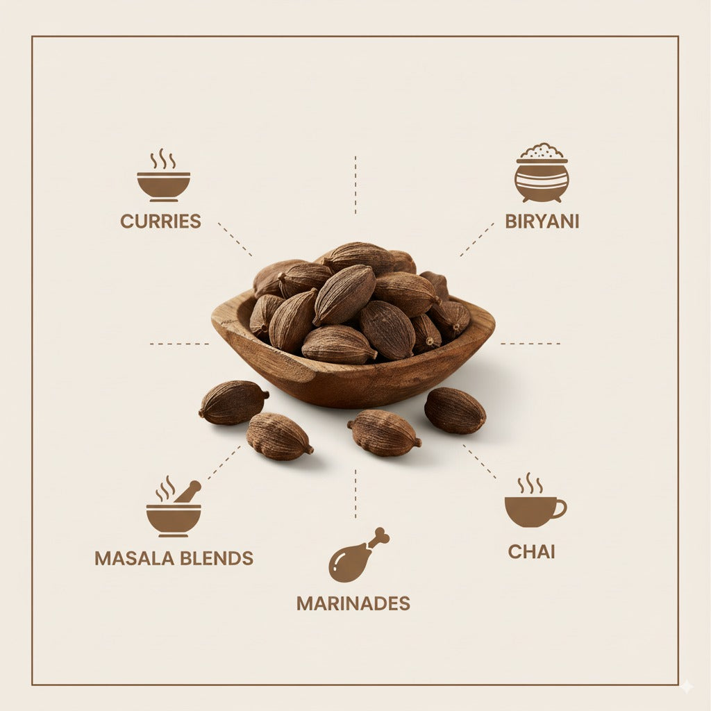 PORGY Black Cardamom Whole – 50g Premium smoky badi elaichi