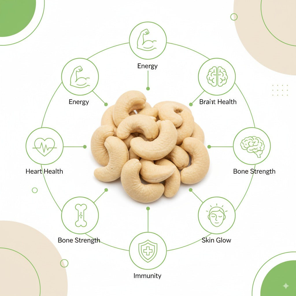 Premium Cashew Nuts – Large Whole Cashews, Handpicked & Hygienically Packed