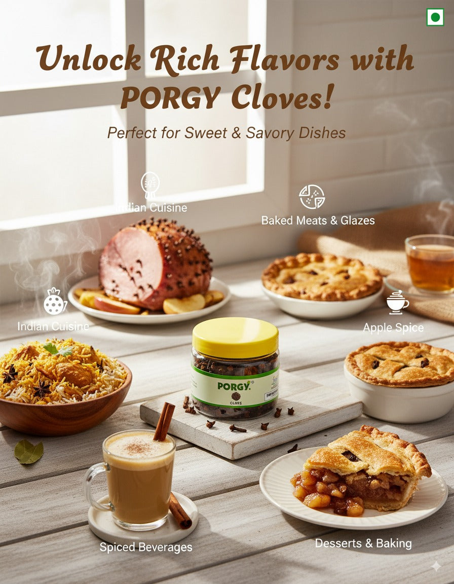 PORGY - Premium Whole Spice Combo 275 G – Black Cardamom 50g, Clove 75g, Kabab Chini 100g & Shah Jeera 50g