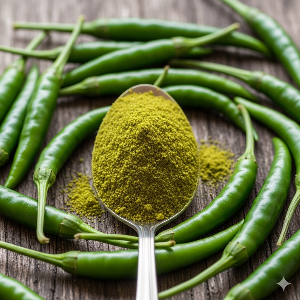 PORGY Green Chilli Powder – 100g Pure and spicy seasoning for curries