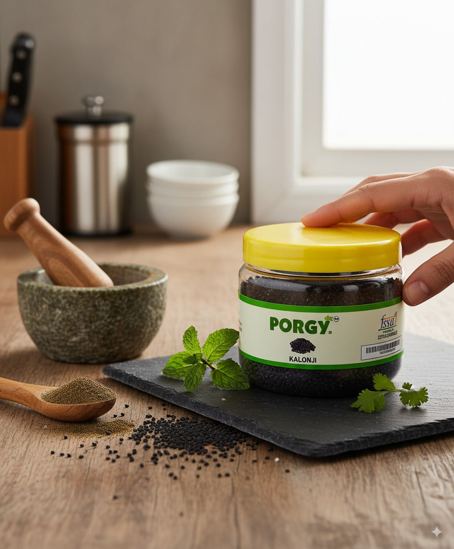 PORGY Kalonji Seeds – 100g Premium nigella seeds for curries and breads