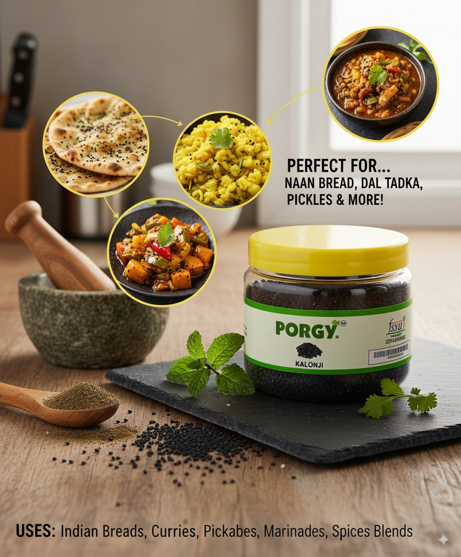 PORGY Kalonji Seeds – 100g Premium nigella seeds for curries and breads