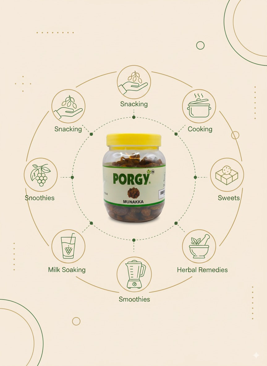 PORGY Sun-Dried Munakka – 300g Naturally sweet