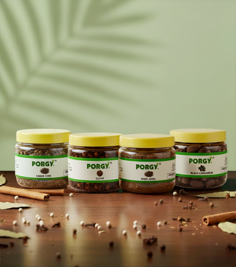 PORGY - Premium Whole Spice Combo 275 G – Black Cardamom 50g, Clove 75g, Kabab Chini 100g & Shah Jeera 50g