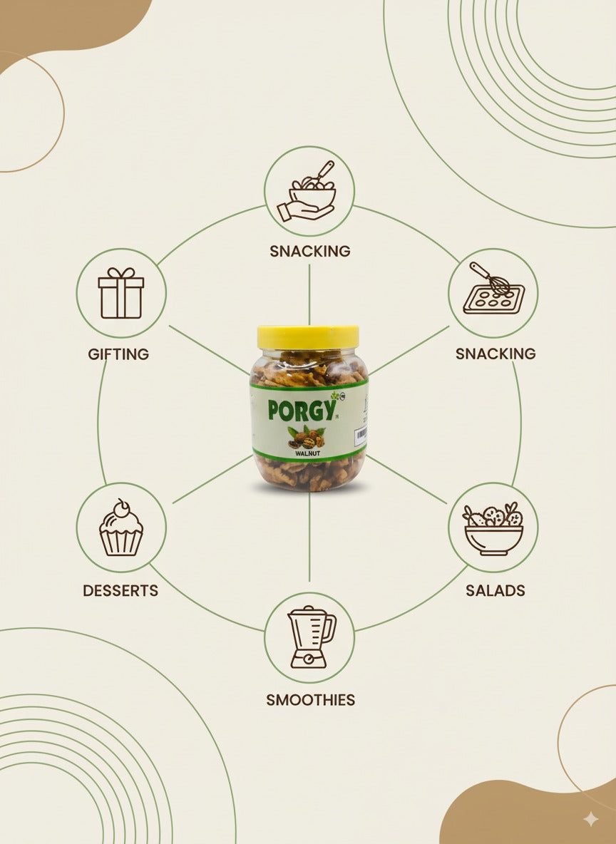 PORGY Walnut Kernels – 200g Premium Grade Walnuts Sealed