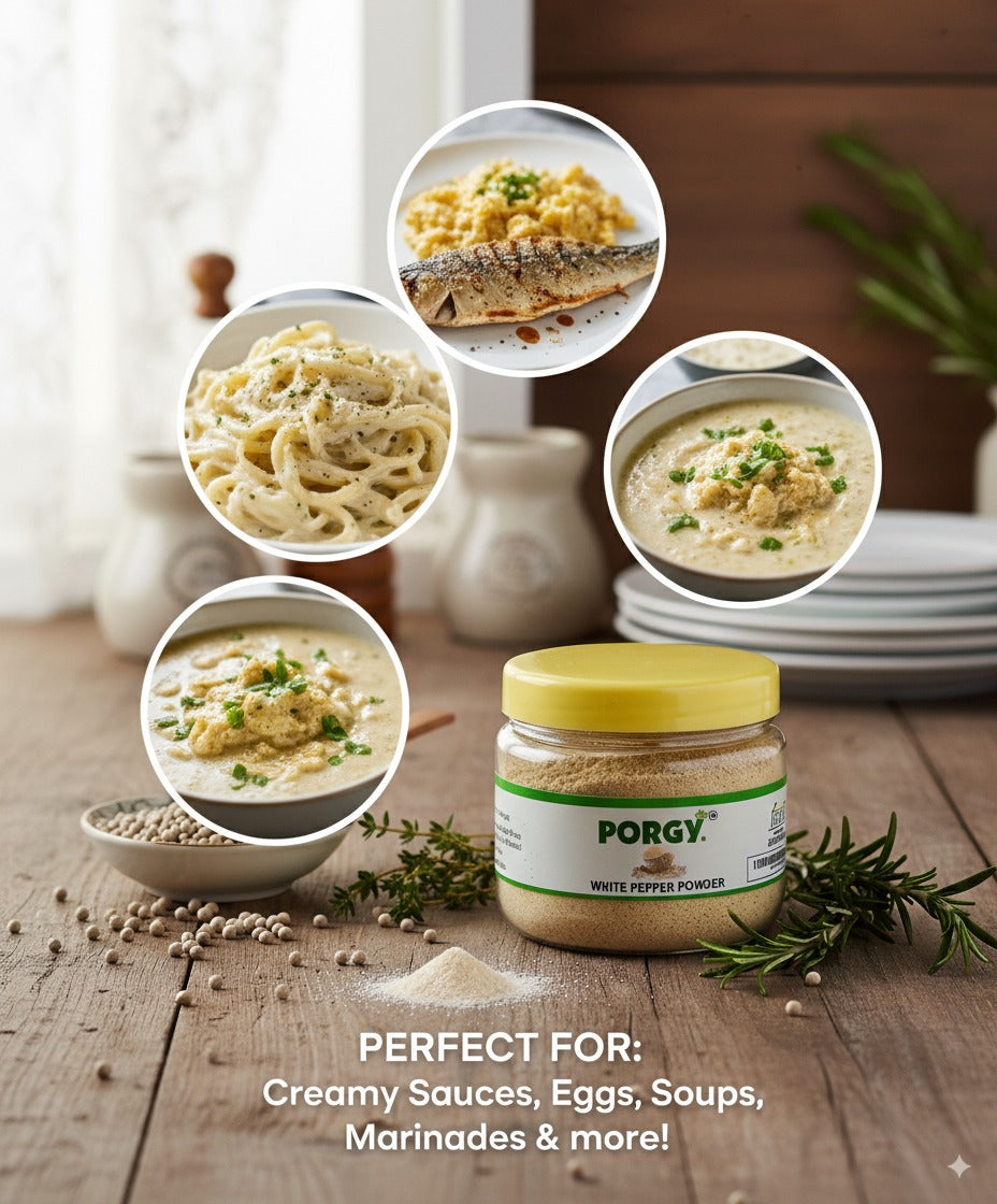 PORGY Premium Spice Powder Combo – 500g Anardana, Cinnamon, Red Chilli Kuta, White Pepper