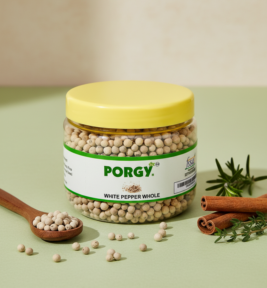 PORGY White Pepper Whole – 50g Premium subtle and aromatic